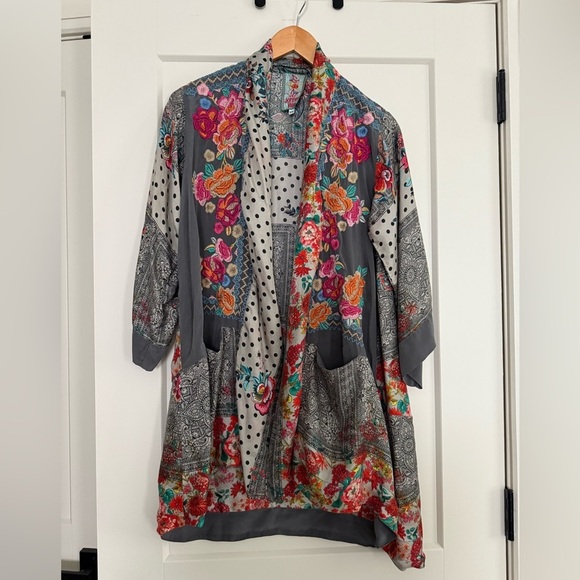 Johnny Was Ellamo embroidered floral silk mixed print cardigan size xs - Picture 6 of 9